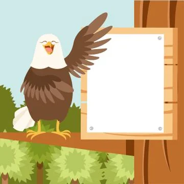 Happy Eagle on the Tree flat Background Stock Illustration