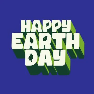 Happy Earth Day typography creative concept with 3d text and leafs isolated Stock Illustration