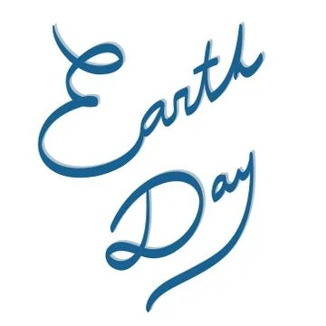Happy Earth Day vector hand drawn illustration. Blue lines on white backgroun Stock Illustration