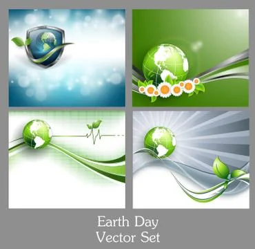 Happy earth day vector set Illustrazione stock