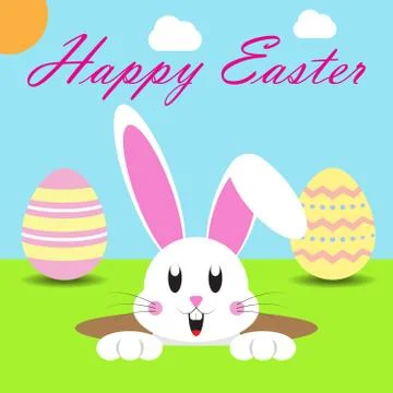 Happy Easter 2017 Rabbit in a Hold Stock Illustration
