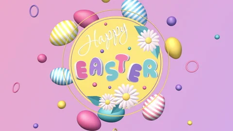 Happy Easter, 3D Animation, loop background with easter eggs, motion graphics Stock-Footage 151206425