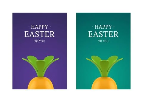 Happy Easter 3d carrot greeting card set design template religious holiday .. Stock Illustration