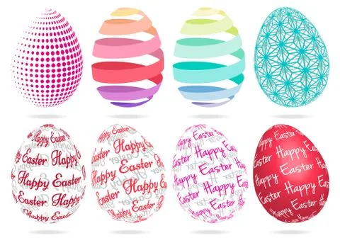 Happy Easter, 3D Easter eggs, set of vector design elements Illustrazione stock