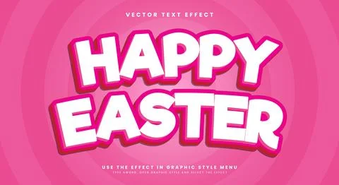Happy Easter 3d editable text effect Template Stock Illustration