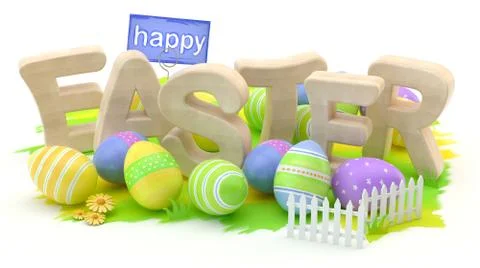 Happy Easter, 3D illustration Stockillustratie