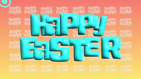 Happy easter 3d inflated text greating card animation colorfull backdrop Stock Footage 300362373