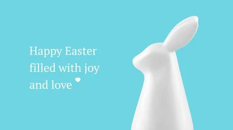 Happy Easter 3d rabbit minimal banner festive holiday design template realist Stock Illustration