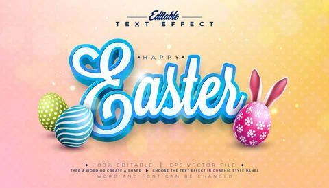 Happy Easter 3D Text Effect Design. Editable and Scalable Vector Graphic Styl Stock Illustration