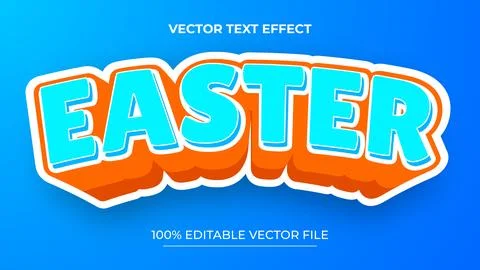 Happy easter 3d text effect and editable text effect Stock Illustration
