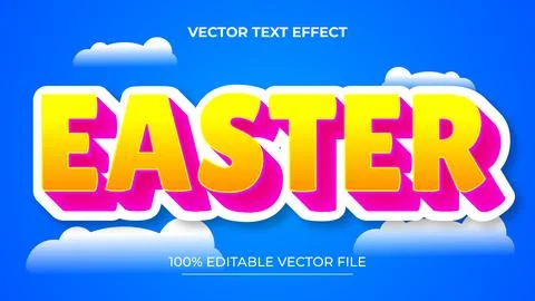 Happy easter 3d text effect and editable text effect Stock Illustration