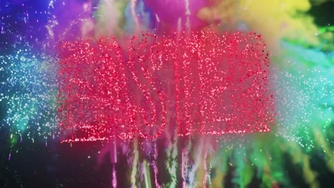 Happy Easter 3D Text with Fireworks Animation Stock Footage 306658979