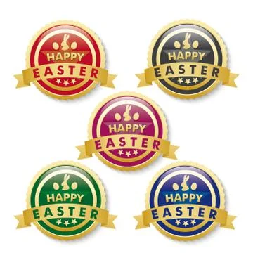 Happy easter 5 golden buttons Stock Illustration