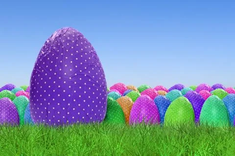 Happy Easter and dotted Easter Eggs Stock Photos