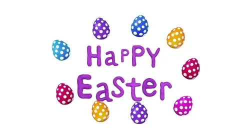 Happy Easter and eggs title in Clay. Alpha matte. 4K Vídeo Stock 72731910