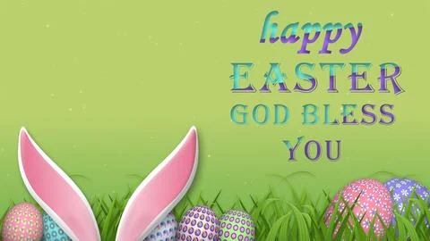 Happy easter and God bless you blessings in nature easter theme with beauti.. Stock Illustration