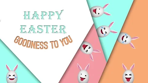 Happy easter and goodness to you greetings with funny expression easter egg.. Stock Footage 306079299