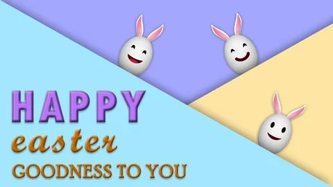 Happy easter and goodness to you greetings with three Funny facial expressi.. Stock Illustration