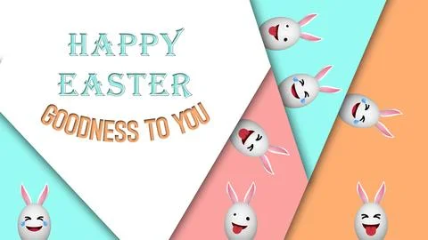 Happy easter and goodness to you greetings with funny expression easter egg.. Stock Illustration