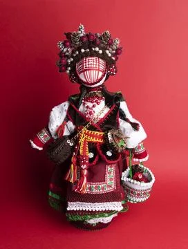Happy easter and motanka doll Stock Photos