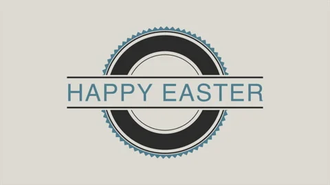 Happy Easter and retro circles on white gradient Video stock 229846469