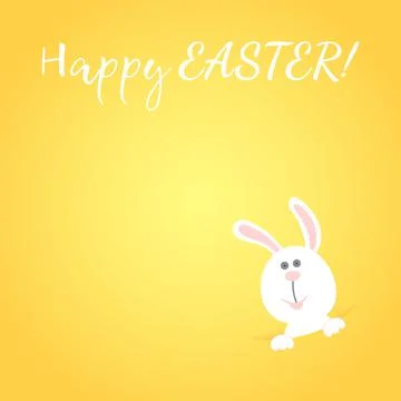 Happy Easter and white rabbit vector Stock Illustration