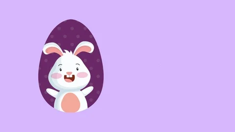 Happy easter animated card with cute rabbit Stock Footage