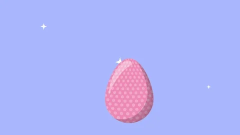 Happy easter animated card with cute rabbit and eggs painted Stock Footage 126192181