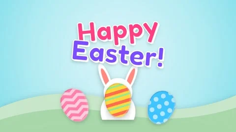 Happy Easter Animated Card with Painted Egg and Text Stock Footage 331592598