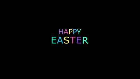 Happy easter animated colorful text on black background. Stock Footage 325436119