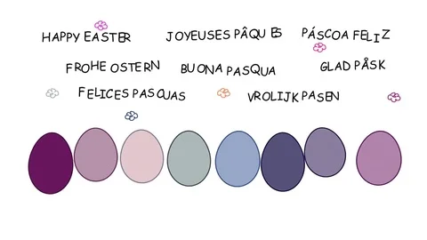 Happy Easter - animated hand drawn easter eggs - alpha channel included - ProRes Vídeos de archivo 74094289