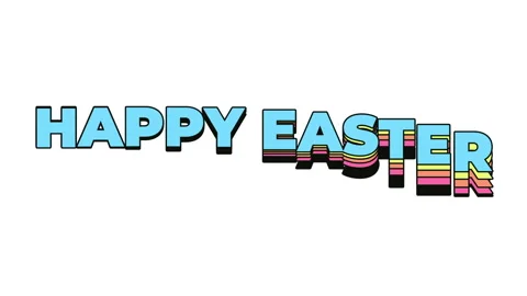 Happy easter animated text on white background. Wavy bright 3d Lettering for Video stock 303852698