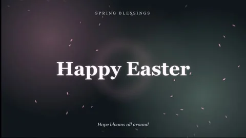 Happy Easter animated typography greeting with falling spring petals Stock Footage 336636692