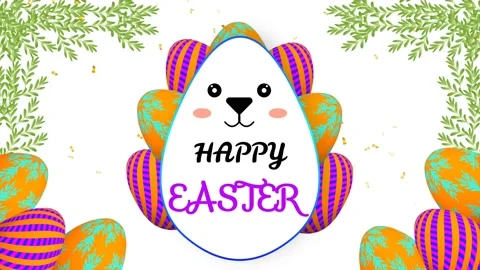 Happy Easter animated video footage with unique decoration Stock Footage 234106726