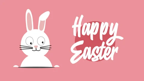 Happy Easter Animation with cartoon. Cute animation of bunny on a pastel backgro Stock Footage 269793718