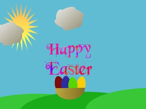 Happy Easter animation with colorful eggs. Stock Footage