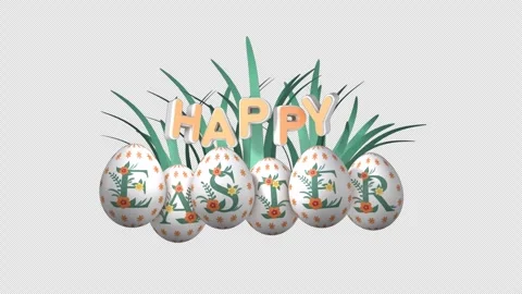 Happy Easter animation with Easter eggs on alpha channel Stock Footage 303650311