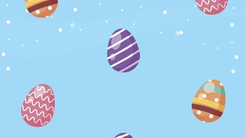 Happy easter animation with eggs painted pattern Stock Footage 179498849