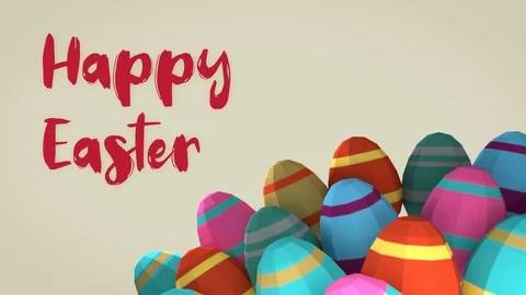 Happy easter animation, low poly colored eggs Stock Footage 124890830