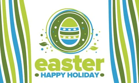 Happy Easter in April. Christian spring holiday. Traditional eggs with pattern Stockillustratie