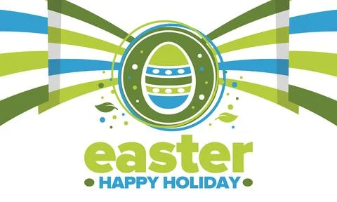 Happy Easter in April. Christian spring holiday. Traditional eggs with pattern Stock Illustration
