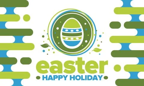 Happy Easter in April. Christian spring holiday. Traditional eggs with pattern Stock Illustration