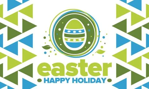 Happy Easter in April. Christian spring holiday. Traditional eggs with pattern Stock Illustration