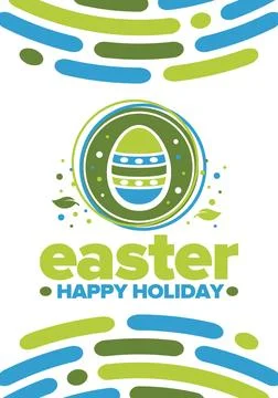 Happy Easter in April. Christian spring holiday. Traditional eggs with pattern Stock Illustration