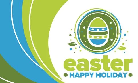 Happy Easter in April. Christian spring holiday. Traditional eggs with pattern Stock Illustration