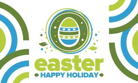 Happy Easter in April. Christian spring holiday. Traditional eggs with pattern Stock Illustration