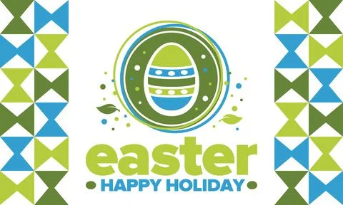 Happy Easter in April. Christian spring holiday. Traditional eggs with pattern Stock Illustration