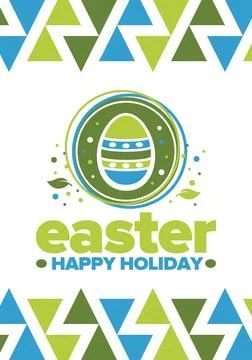 Happy Easter in April. Christian spring holiday. Traditional eggs with pattern Stockillustratie