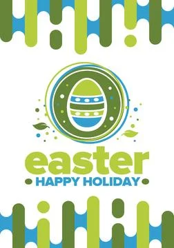 Happy Easter in April. Christian spring holiday. Traditional eggs with pattern Stock Illustration