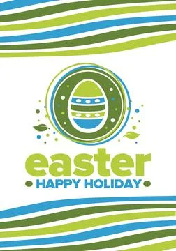 Happy Easter in April. Christian spring holiday. Traditional eggs with pattern Stock Illustration